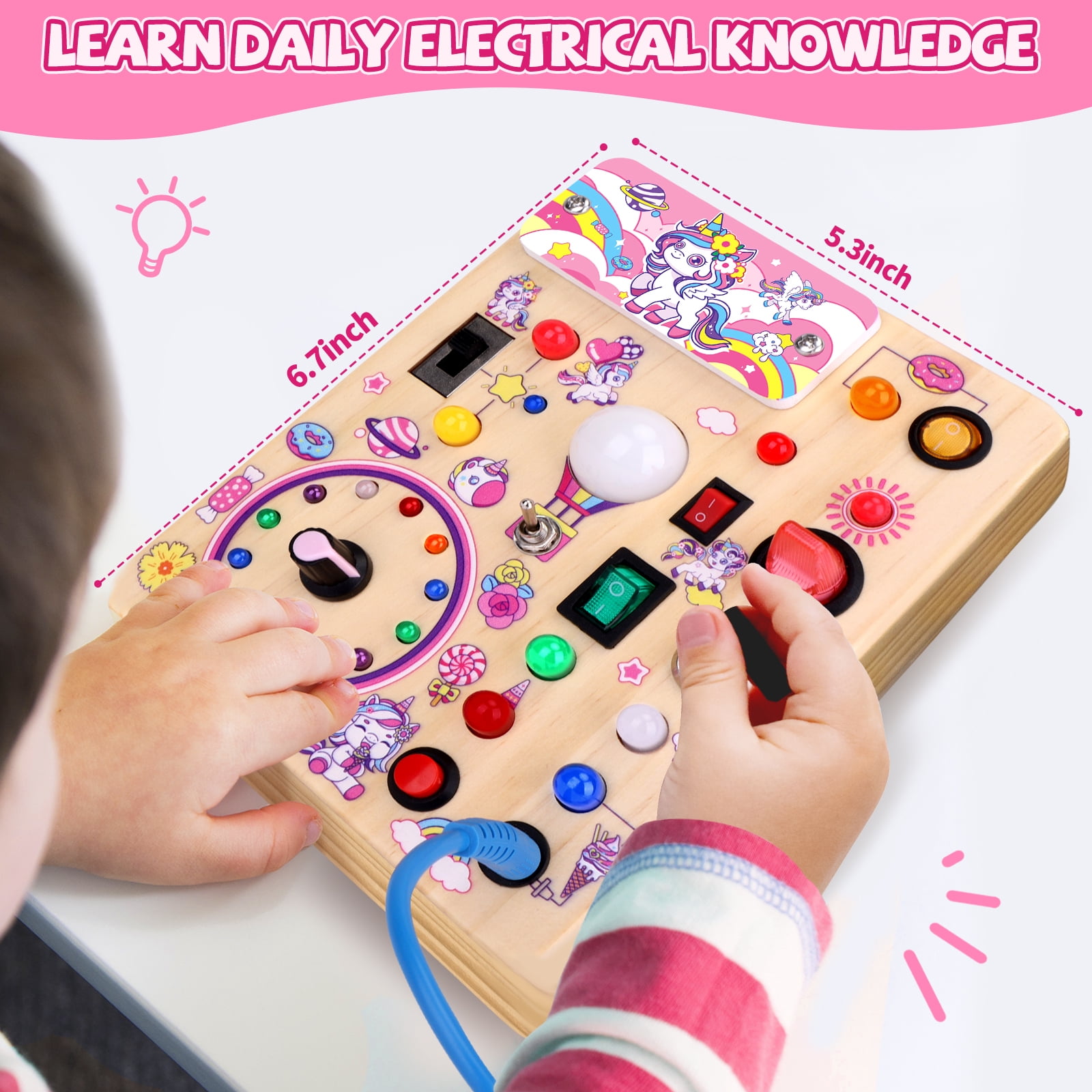 Lampe LED Pour Busy Board – 2 Pièces, Jeu éducatif Sensoriel Avec Interrupteurs Et Couleurs