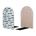 thumbnail image 2 of Lsque Daisy Striped Nautical Printed Wood Bookends,Non-Skid Bookend for Shelves,Heavy Duty Support Bookends,Non-Slip Foam Pads for Office, Home, and Library,1 Pair, 2 of 8