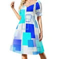 thumbnail image 1 of Rhapsody en Bleu - Abstrait Mi-Siècle - Robe Sans Manches Bleue Blanche Robes d'Été Femmes 2024 Robe bandage, 1 of 5