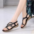 thumbnail image 2 of NOKIO Women'S Slide Slippers Women Slip On Wedges Sandals Casual Bling Rhinestone Strap Sandals Open Toe Slide Sandals Beach Shoes Strappy Rhinestone Open Toe Flat Sandals, 2 of 7