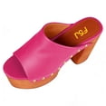 thumbnail image 3 of FSJ Women Open Round Toe Platform Clog Mules Studded Rivet Chunky Wooden Block High Heel Backless Summer Slide Sandals Size 5.5 Hot Pink, 3 of 4