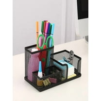 Qnjujn Pen Holder for Desk, Mesh Desk Organizer set 3 Compartments pens holder, Mail Organizer Letter Holder Home Office Supplies Caddy Storage Baskets for Desktop Accessories Black