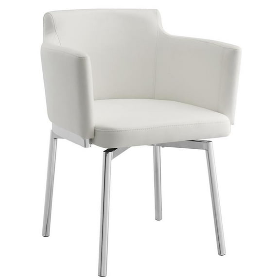 Maklaine 18" Modern Faux Leather Swivel Dining Chair in White
