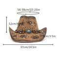 thumbnail image 2 of Txlixc Sombreros de paja estilo nacional cadena de cuentas rizado sombrero de vaquero hueco Txlixc moda, 2 of 6