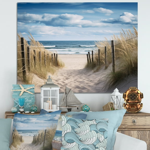 Designart "Calm Path To Dune Beach I" Nautical & Beach Canvas Art Print