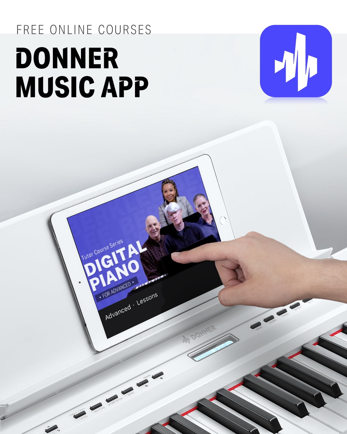 Donner DEP-20 Beginner Digital Piano 88 Key Full Size Weighted Keyboard, Portable Electric Piano with Furniture Stand, 3-Pedal Unit, White
