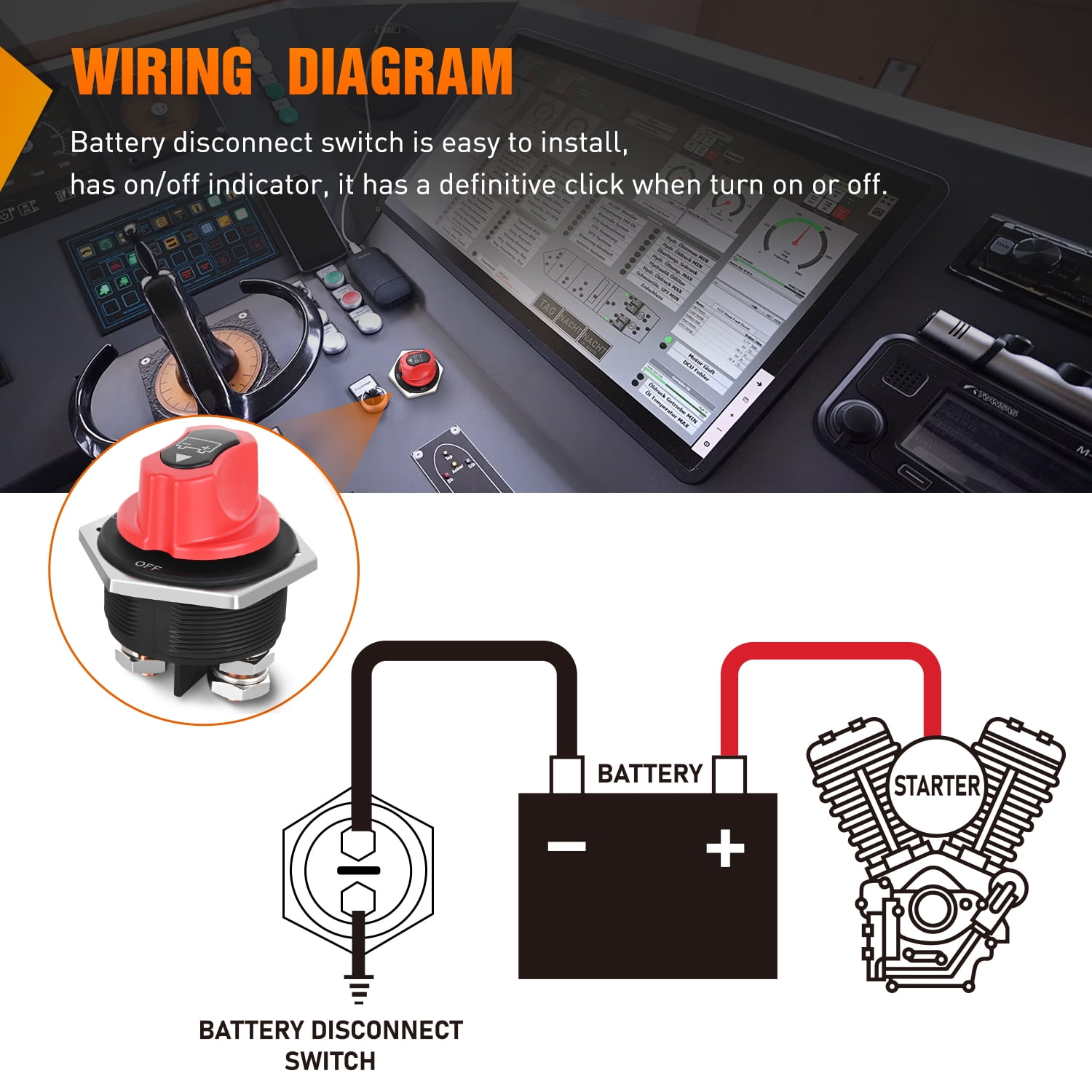 Nilight Battery Disconnect Switch 300A Master Disconnect Isolator