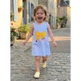 thumbnail image 5 of RUINIXCW Toddler Baby Girl Back to School Dress Kids Kindergarten Outfits Little Baby Girl Summer Tank Dress Overalls School Bow Apple Embroidery Sleeveless Striped A Line Dress, 5 of 9