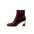 thumbnail image 3 of Ninety Union Lima Metallic Heel And Metal Cap Toes Bootie, Wine, 10, 3 of 5