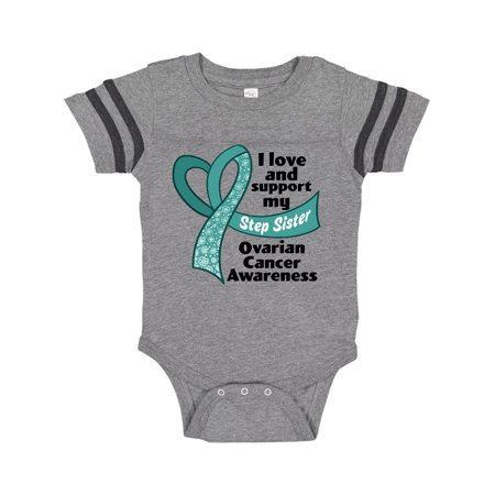 

Inktastic Ovarian Cancer Awareness I Love and Support My Step Sister Gift Baby Boy or Baby Girl Bodysuit