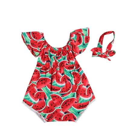 

Pudcoco Newborn Baby Girls Romper Watermelon Clothes Jumpsuit Bodysuit Outfits