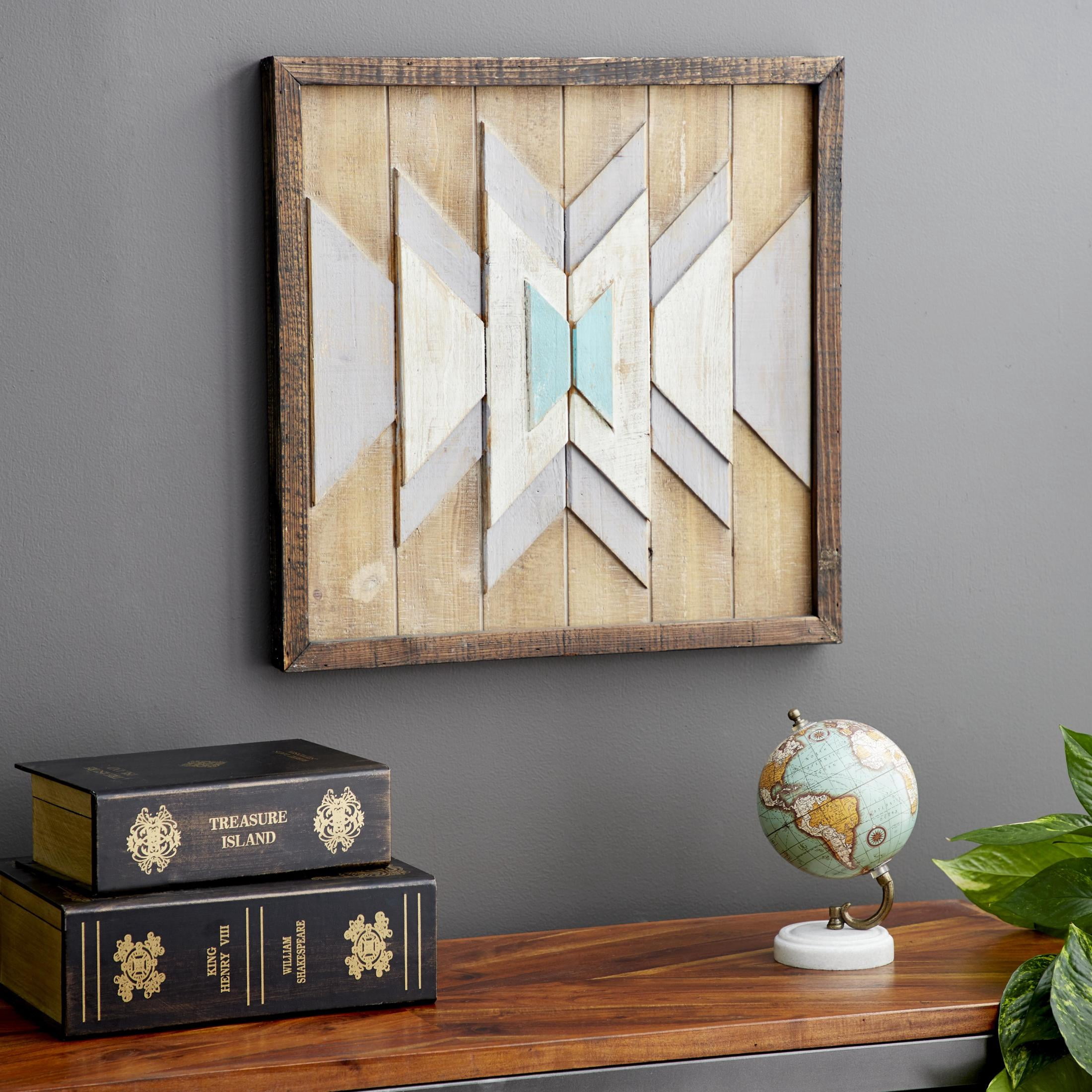 DecMode Brown Wood Handmade Southwestern Geometric Wall Decor