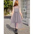 thumbnail image 6 of Arshiner Girls Chic Dresses Formal Sleeveless Contrast Mesh High Low Dress with Belt Party Wedding, 6 of 6
