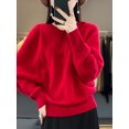 thumbnail image 2 of Suéter ligero de lujo para mujer, sudadera informal con capucha, 100 % lana merino, jersey de punto de cachemira de manga larga, top coreano otoño invierno 2023, 2 of 5
