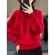 thumbnail image 2 of Suéter ligero de lujo para mujer, sudadera informal con capucha, 100 % lana merino, jersey de punto de cachemira de manga larga, top coreano otoño invierno 2023, 2 of 5