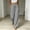 Gray, variant on Linen Cotton Casual Pants For Women Elastic Waist With Pockets Pleated Look Solid Travel Ready Summer Resort Wear Easy Care Garden Party Smooth Waist Green M