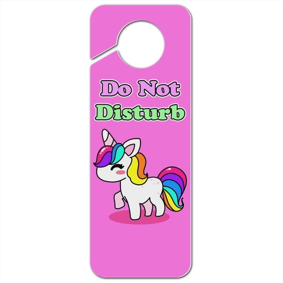 Cute Kawaii Rainbow Unicorn Chibi Plastic Door Knob Hanger Sign