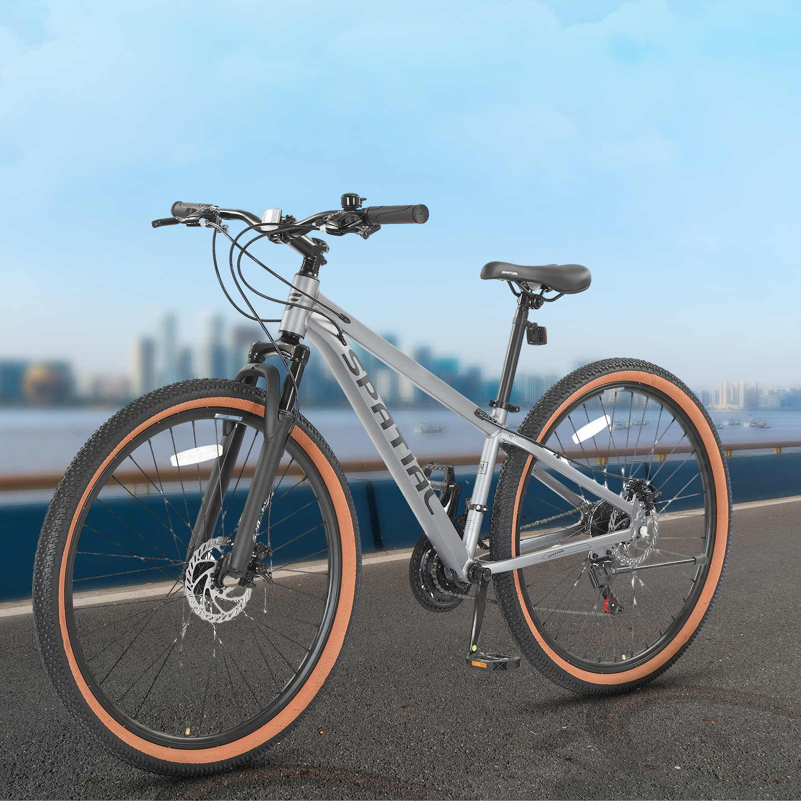 SPATIAL 29 inch Mountain Bike, 21 Speeds Lightweight Aluminum Frame Mountain Bicycle,Fits Men Women Teenagers Adult Disc Brake MTB Bicycles,Silver