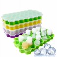 thumbnail image 1 of Juego de 4 bandejas para cubitos de hielo de silicona con tapa, ahorran espacio, apilables, 1 of 5