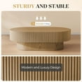 thumbnail image 3 of Gelloan 43.7" Oval Coffee Table, Modern Wood Fluted Coffee Table for Living Room, Relief Center Table with Sturdy Pedestal,Natural, 3 of 7