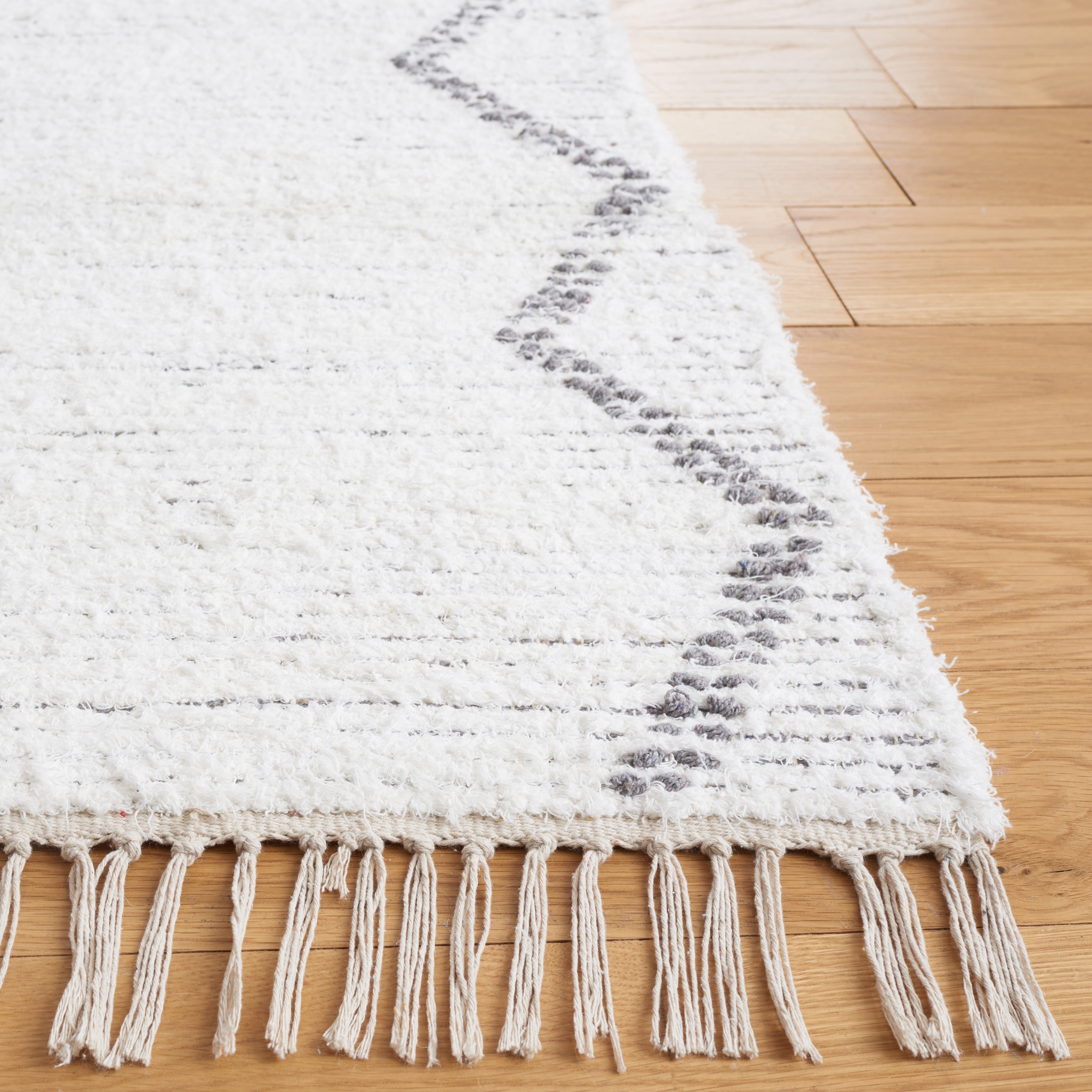 SAFAVIEH Casablanca Amy Diamond Cotton Area Rug, Ivory/Grey, 5' x 8'