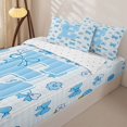 thumbnail image 3 of Castle Fairy Blue Bow Letter E Zipper Full Size Comforter Sets with Fitted Sheet and 2 Pillowcases for Girls,Kawaii Flowers Checkered Zipper Bedding Set,4pcs,Reversible, 3 of 6