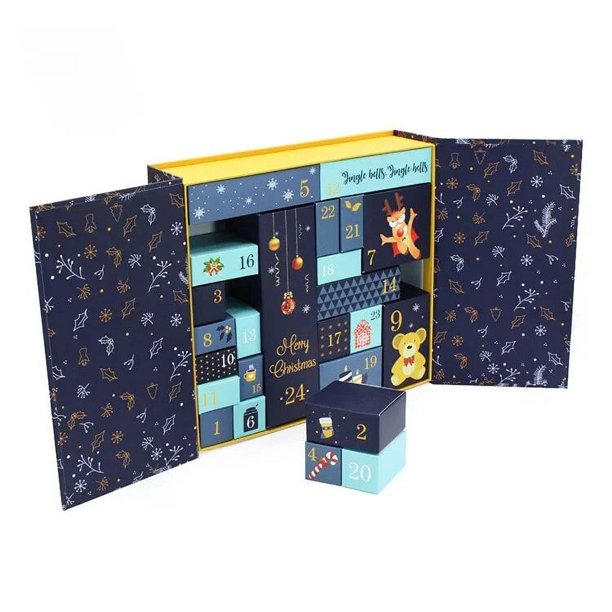 Calendario de Adviento de Navidad, Caja vacía para dulces de doble puerta, Chocolate, regalo de Año Nuevo, 2024