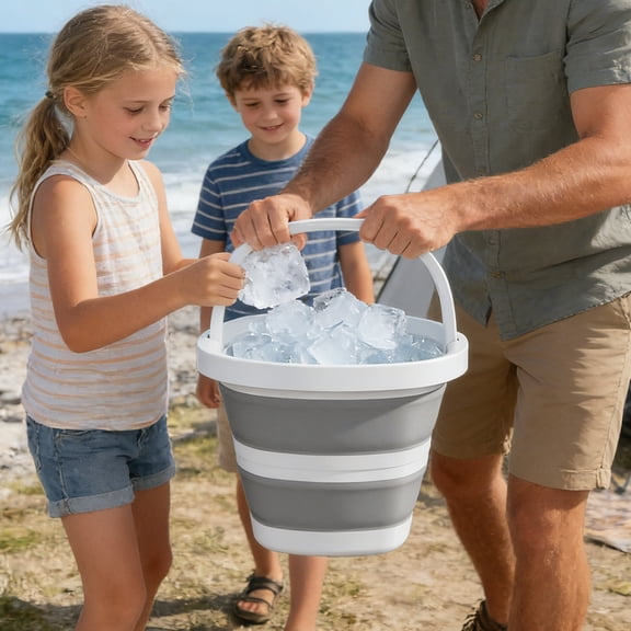 Collapsible Bucket, Portable Foldable Water Bucket for Camping, Hiking, Fishing, Picnic, Beach, Car Washing and Household Use