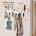 thumbnail image 3 of Coat Rack Wall Mount with Shelf, 27.5" Entryway Wall Hanging Shelf, Coat and Key Hanger with 10 Dual Hooks, Mail Organizer and Key Holder Hat Rack for Wall, Wood Coat Hooks with Storage, 3 of 14