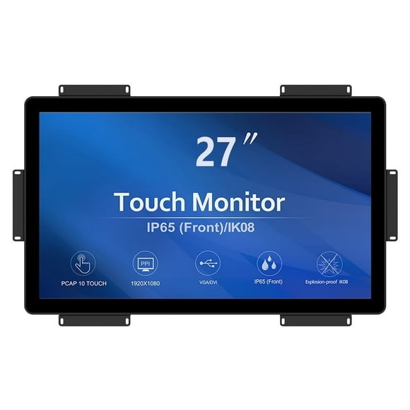 GreenTouch 27 inch 10 Points PCAP Open Frame Touch Screen LCD Display Monitors HDMI+VGA+DVI 1920x1080 Black
