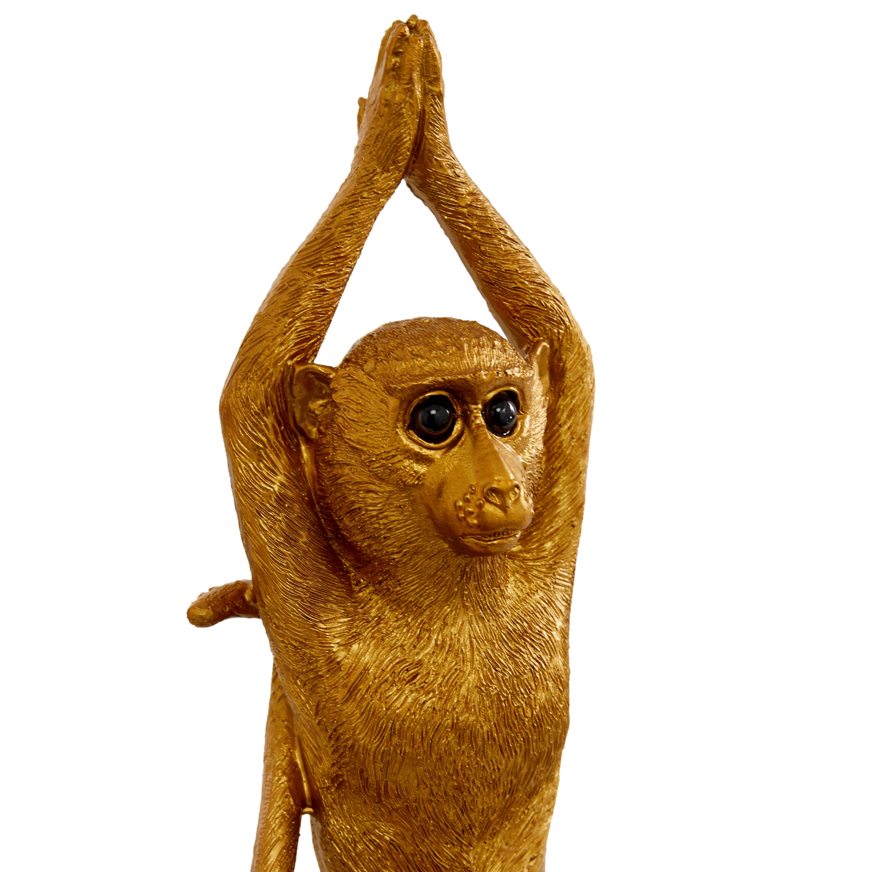 11", 9", 7"H Gold Polystone Monkey Sculpture, by DecMode (3 Count)