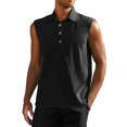 thumbnail image 1 of pstuiky Camisetas sin mangas para hombre, Chaleco informal sin mangas con botones y cuello abatible para hombre, de color liso, para verano Chaleco para hombre xl, 1 of 4