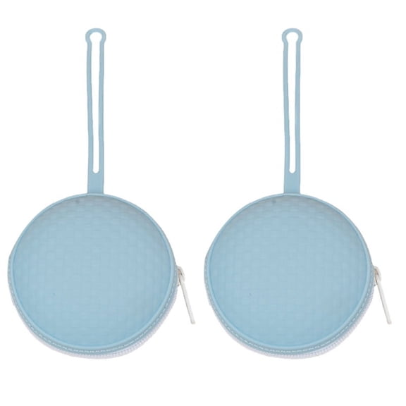 Storage Bag Portable Dustproof Baby Storage Silicone Bag with Lanyard Baby Storage Bag Blue