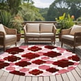 thumbnail image 5 of 8ft Washable Large Round Rug, Red Moroccan Non-Slip Circle Area Rug for Living Room Dining Room, Abstract Gradient Gold Red Geometric Indoor Floor Mat for Home Decor, 5 of 9