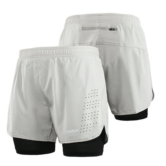 Shorts deportivos Pantalones cortos para correr 2 en 1 para hombre de Secado rápido Ejercicio de entrenamiento activo y transpirable Pantalones cortos de ciclismo para correr con un forro más largo