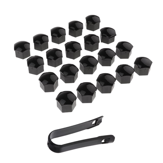 20 piezas de rueda de automóvil lnta centro cubo tornillo 17 mm tapa Negro Sunnimix Tapa del tornillo tapa del tapón del neumático