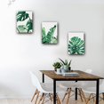 thumbnail image 3 of 3 Panels Framed Canvas Wall Art Painting Green Leaf Simple Life Pictures Wall Decor Tropic Monstera Plant Watercolor Artwork Easy to Hang for Home Bathroom Office Wall Decoration 12x16 inch, 3 of 5