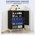 thumbnail image 2 of ModFusion 39" Modern Fluted 5-Tier Steel Shoe Cabinet with Adjustable Shelves, Slim Entryway & Hallway Storage Organizer, Black, 2 of 9