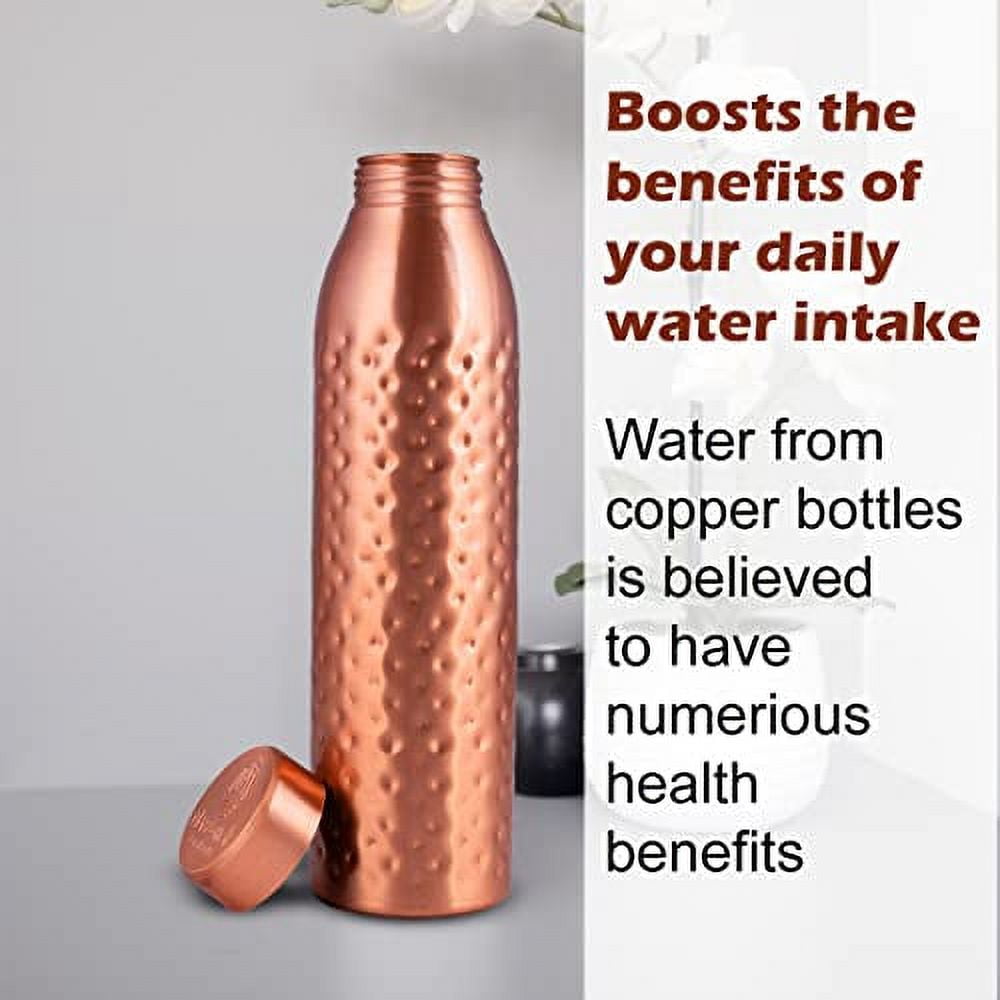 NORMAN JR, Hammered Copper Water Bottle 1 LTR Extra Large - an Ayurvedic Pure Premium Copper Vessel - Drink More Water, Lower Your Sugar Intake and Enjoy The Health Benefits Immediately - Pack of 6