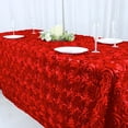 thumbnail image 4 of Balsa Circle Satin 90" x 132" Raised Rectangle Tablecloth Rosette Floral Dinner Kitchen Red, 4 of 8