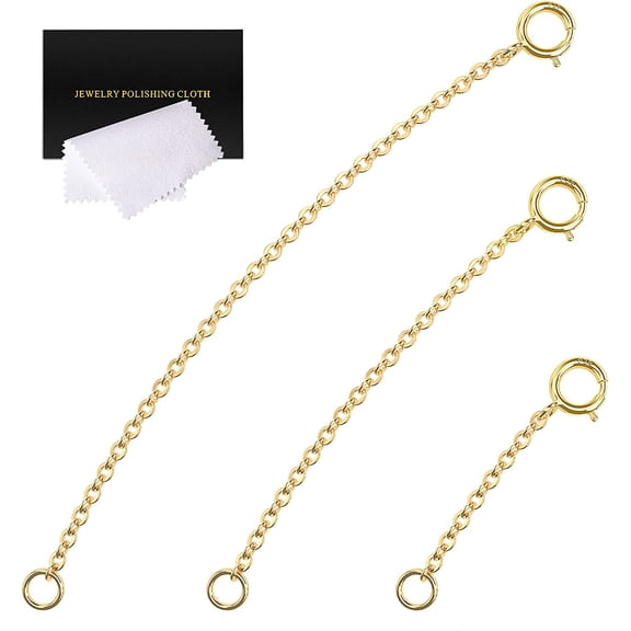 Gold Necklace Extenders 14k Gold Plated Extender Chain 925 Sterling Silver Extension Bracelet Extender Gold Chain Extenders for Necklaces 3 Pcs (1 2 3 Inch)(Gold)