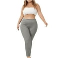 thumbnail image 6 of Kovlvoll Plus Size Pants Women Elastic Waisted Soft Comfy Solid Color Stretch Slim Workout Athletic Yoga Leggings, 6 of 6