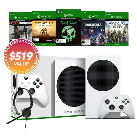 Microsoft Xbox Series S 2022 Holiday Bundle - 5 Games Full Game (Digital) and Mytrix Chat Headset
