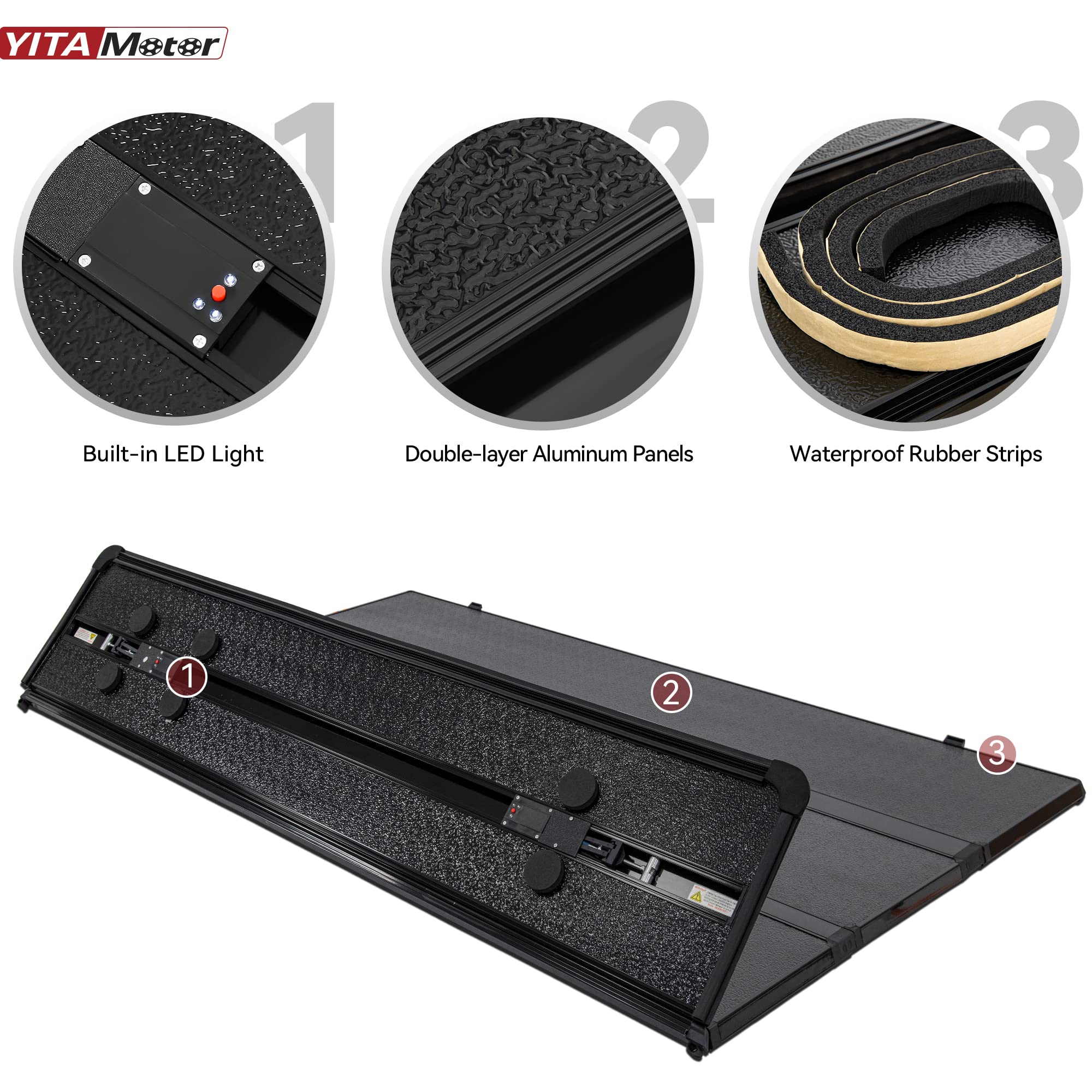 RVNI 8 ft 96.3" Bed Tonneau Cover Soft Quad-Fold for 2002-2023 Dodge Ram 1500 2500 3500
