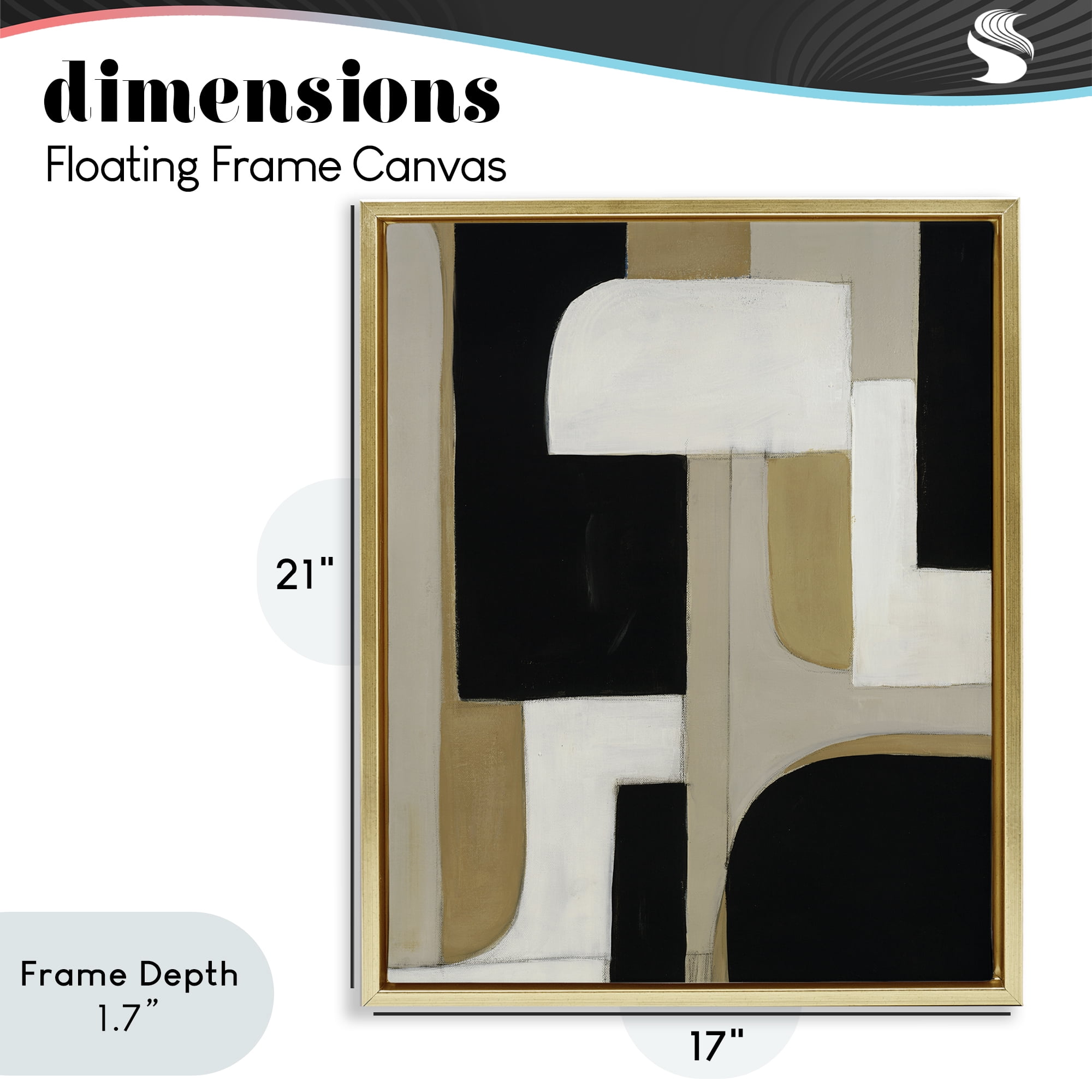 Stupell Industries Minimalist Geometrics in Neutrals Gold Framed Floater Canvas Wall Art, design by Kippi Leonard