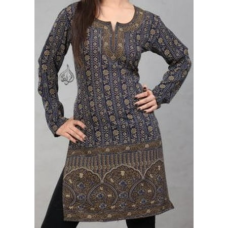- Beautiful Women Tops, Indian Kurti Long Tunic, Kurta Sale : ALIA | Navy Blue | Garment Bust Size 36