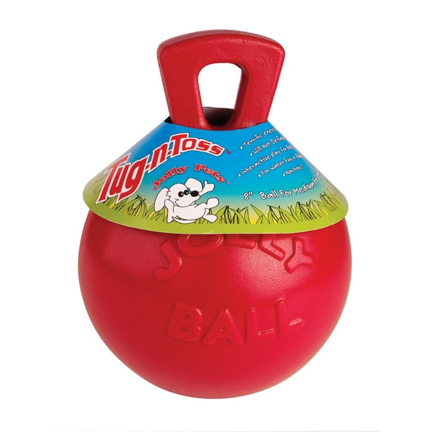 Jolly Pets Mini Tug n Toss Ball Dog Toy, 4", Red