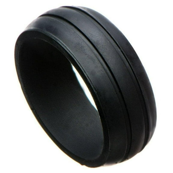 Black Silicone Ring Flexible Rubber Wedding Band
