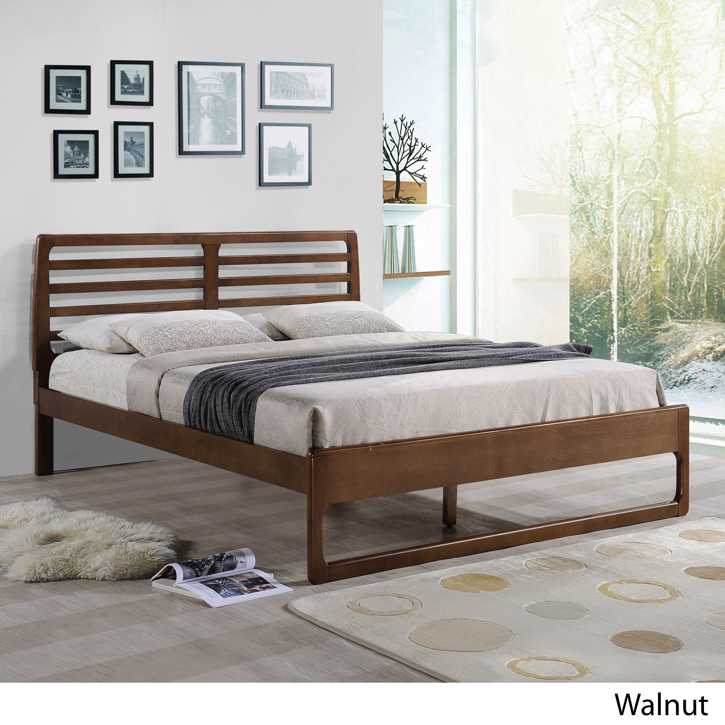 Noble House Amiyah Transitional Wooden Queen Platform Bed, Walnut