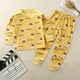 thumbnail image 2 of Caqnni Little Boys Little 2PCS Fall Pajama Outfits Long Sleeve Crew Neck Sweatshirt Top Elastic Waist Sweatpants Boys Clothes (Gold,6-12 Months), 2 of 4